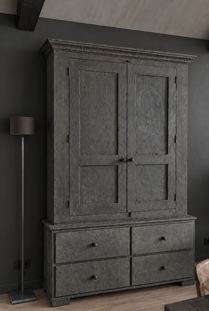 Sturdy dark wooden two-door cabinet