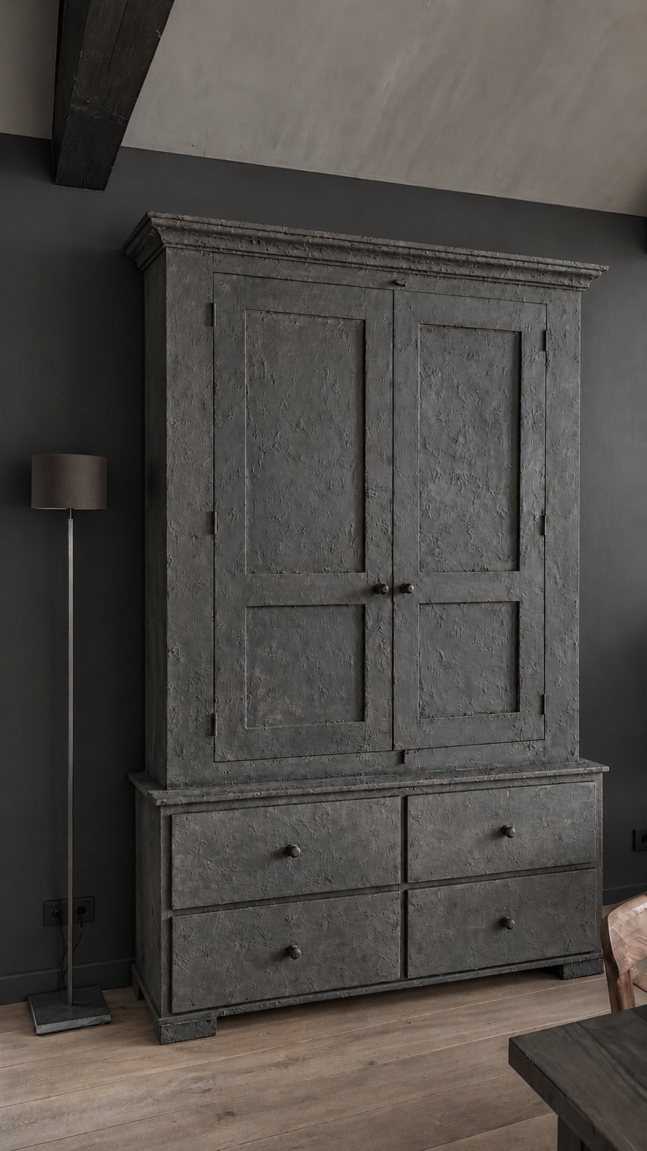 Sturdy dark wooden two-door cabinet-1