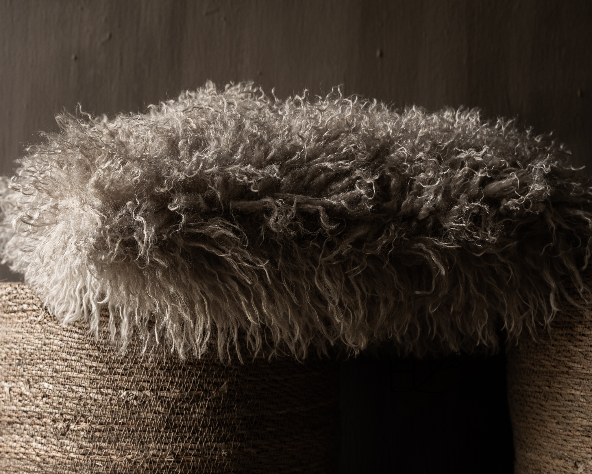 Grey faux fur cushion-1