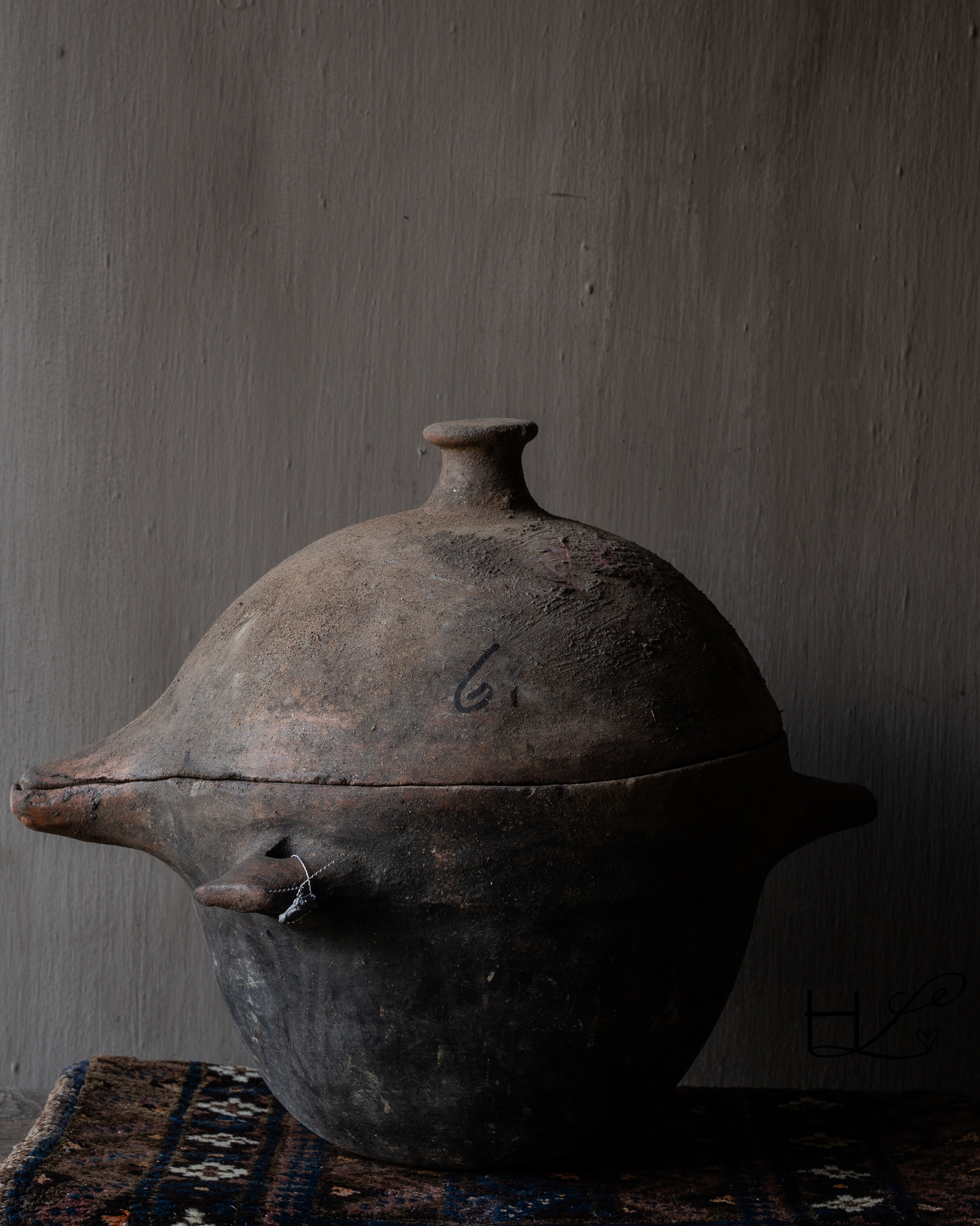 Antique Berber terracotta pot with lid – HOFFZ-3