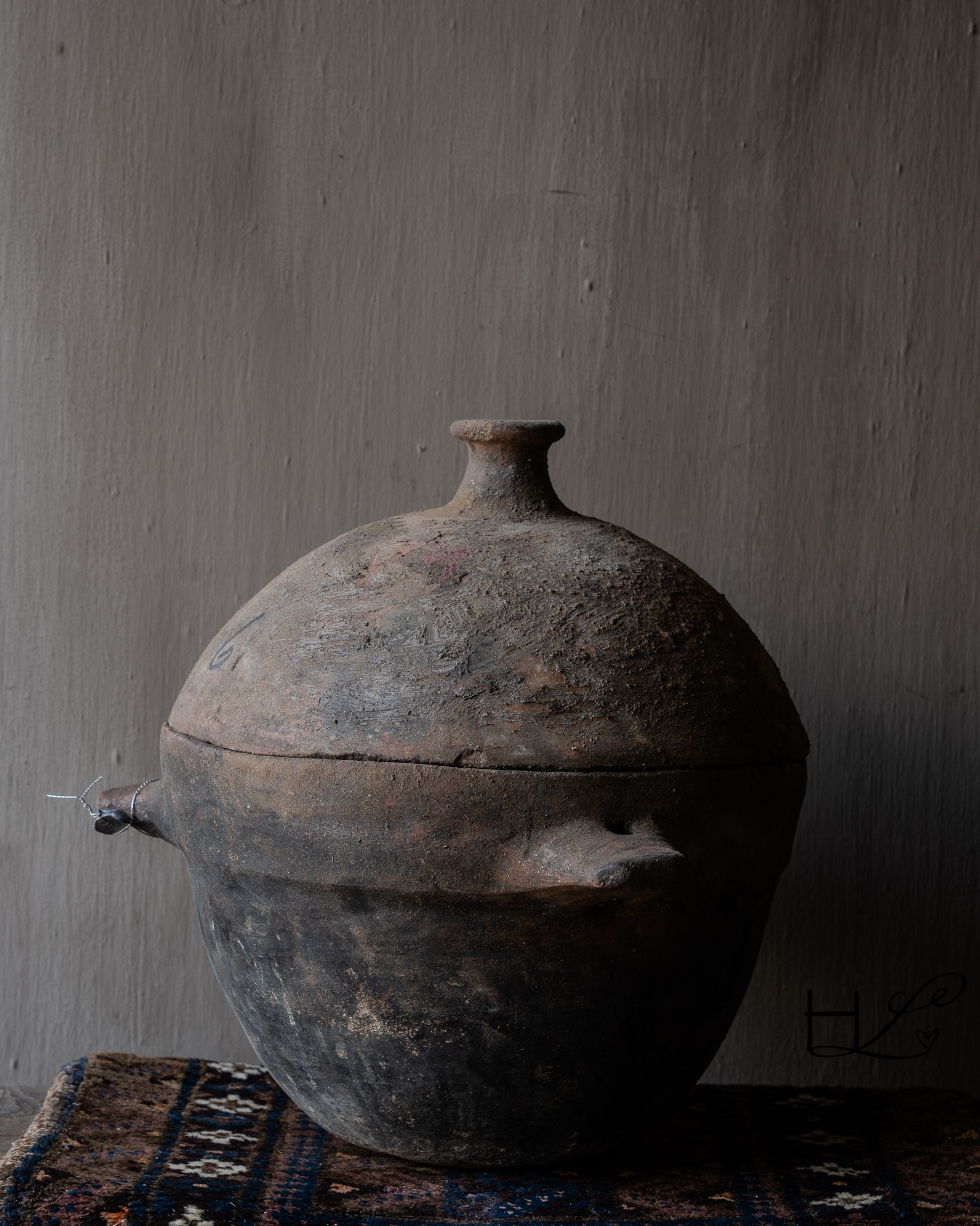 Antique Berber terracotta pot with lid – HOFFZ-4