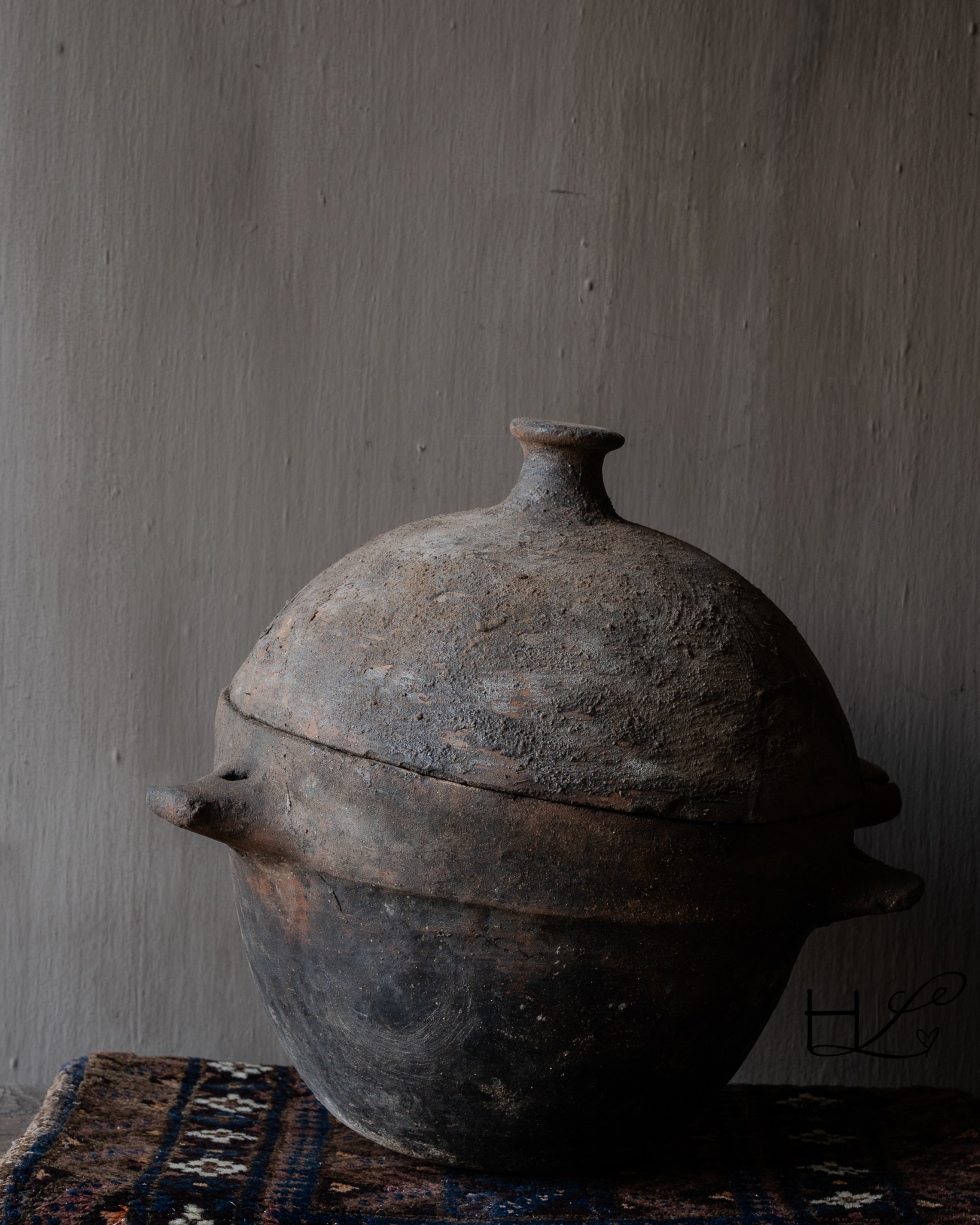 Antique Berber terracotta pot with lid – HOFFZ-5