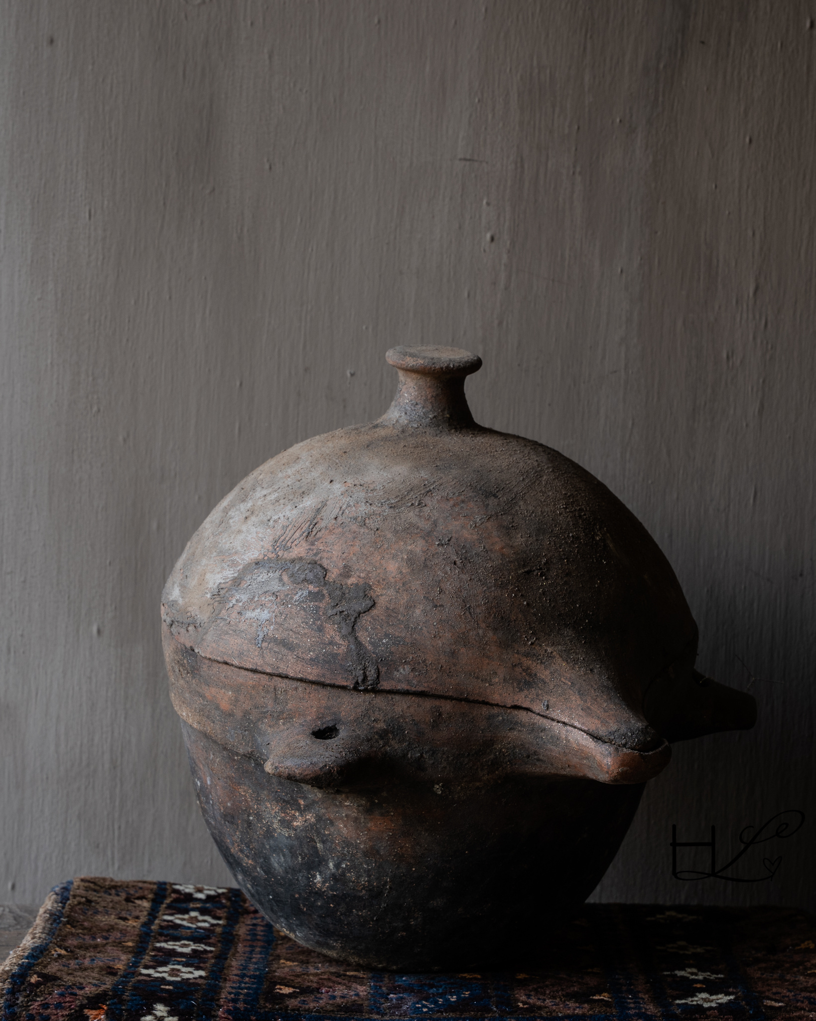 Antique Berber terracotta pot with lid – HOFFZ-7