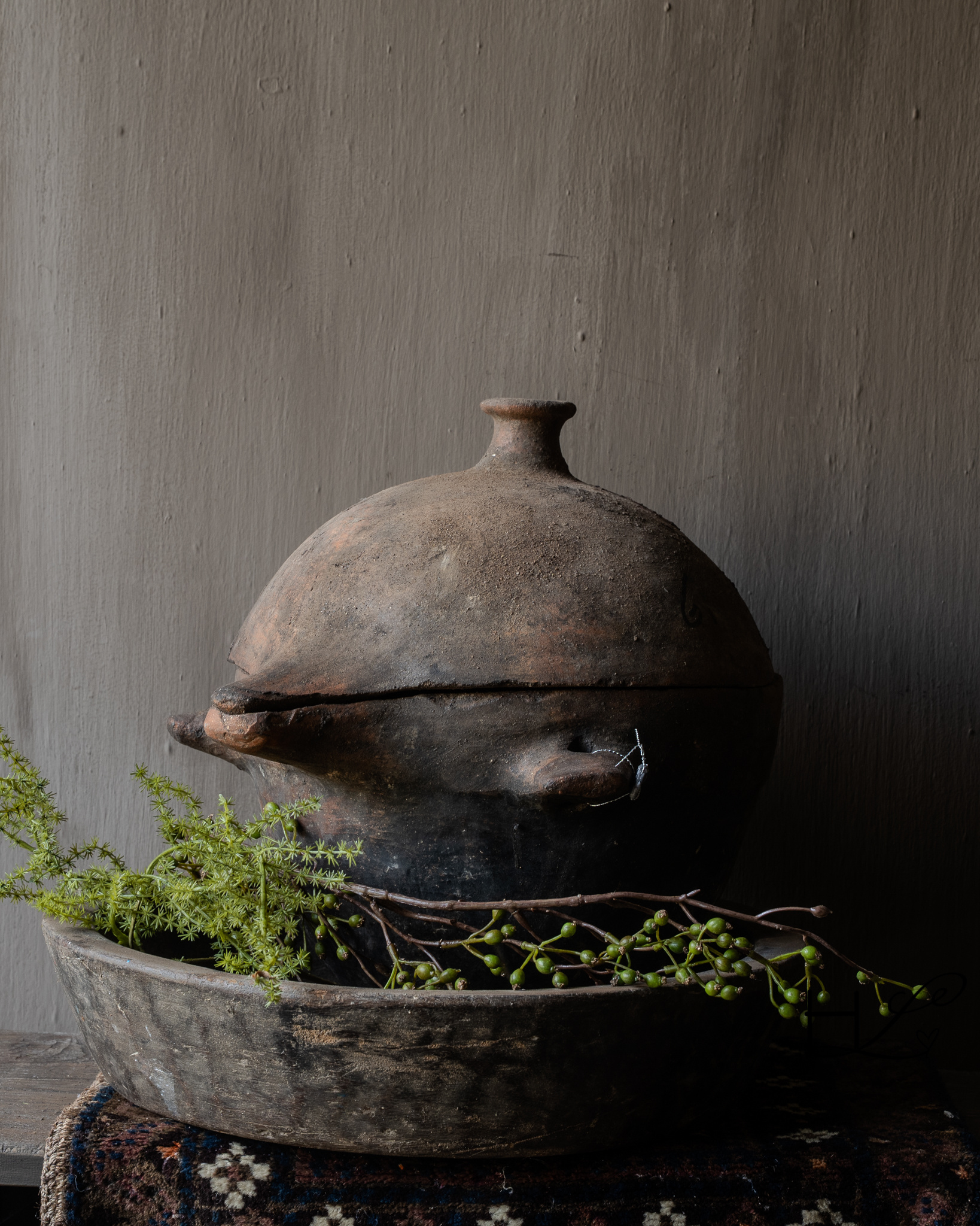 Antique Berber terracotta pot with lid – HOFFZ-1