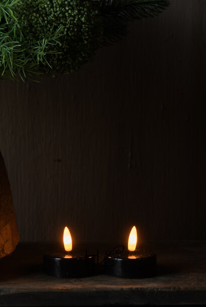 Jumbo LED Tealight 3D Flame Black – Set of 2