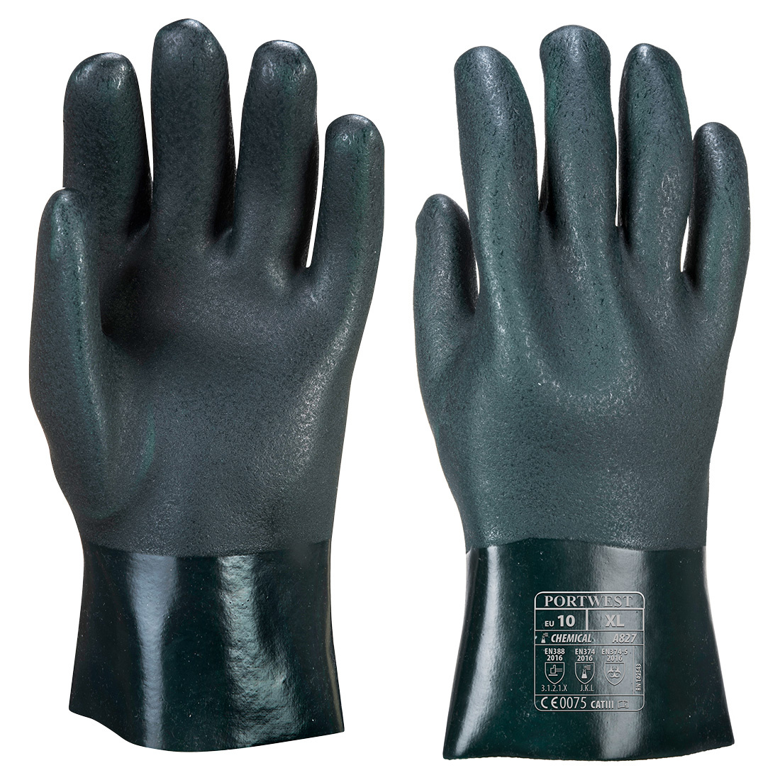 A827 - Dubbel Gedompelde PVC-Handschoen 27cm Groen