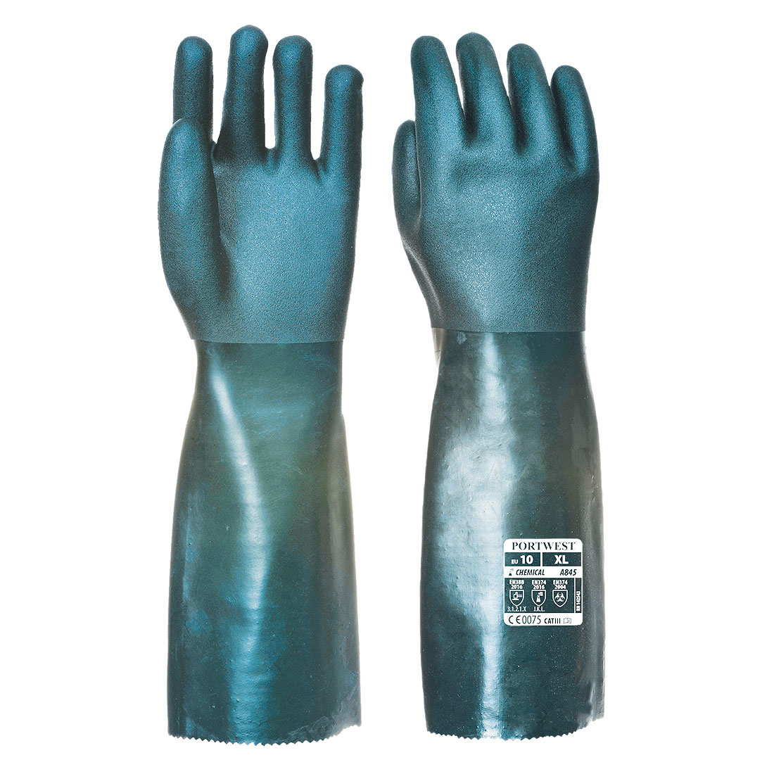 A845 - Dubbel Gedompelde PVC-handschoen 45cm Groen