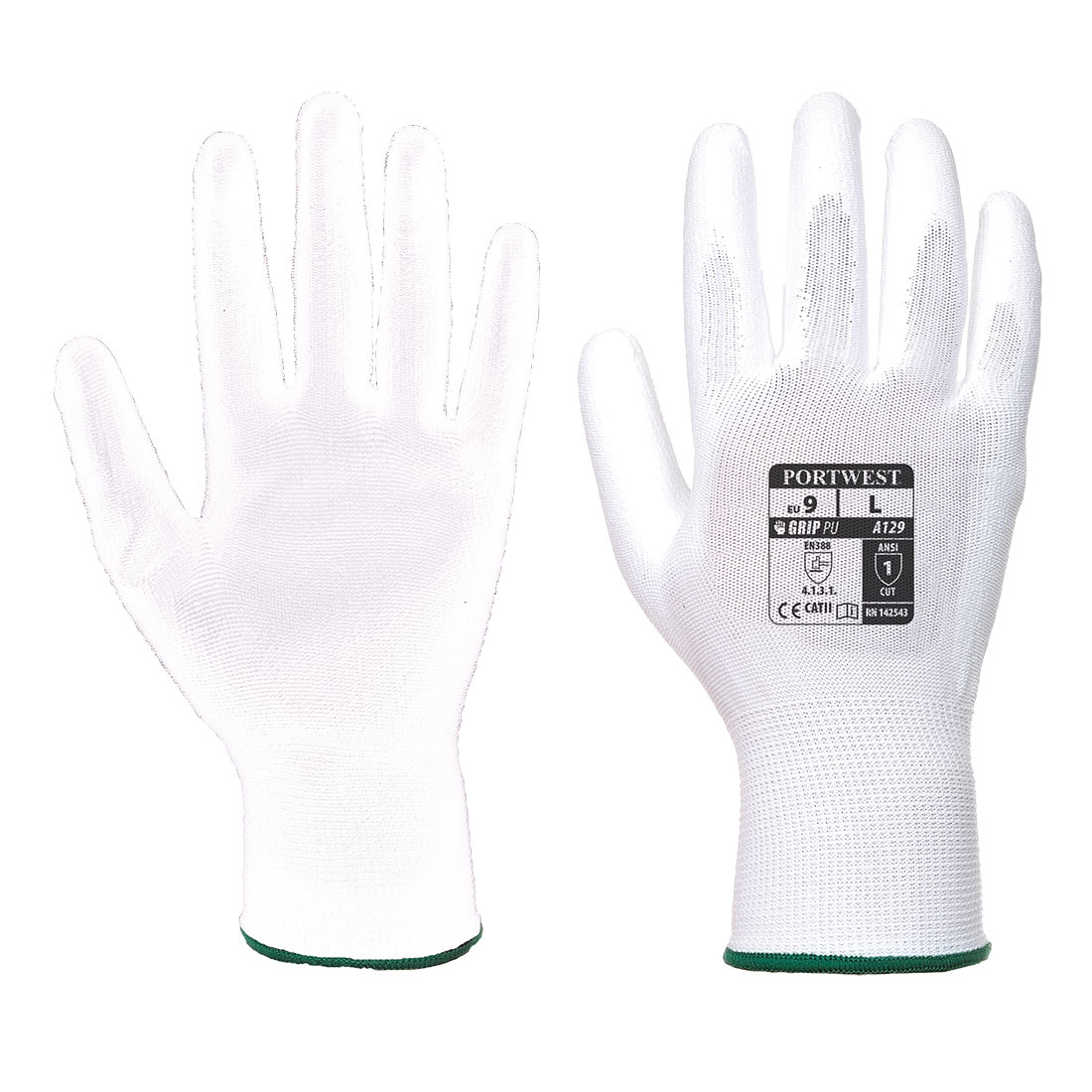 A129 - PU Palm Handschoen (12 pak) Wit