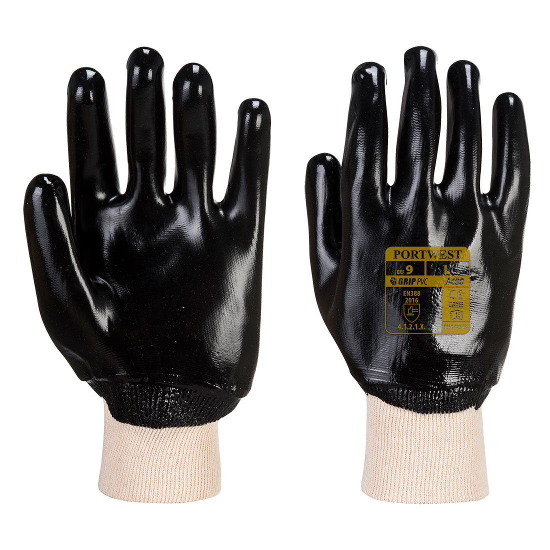 A400 - PVC Tricot Manchet Zwart