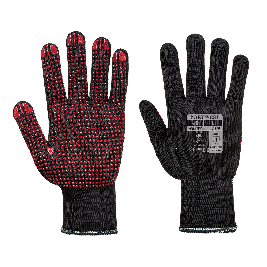 A110 - Nylon Polka dot Handschoen Zwart