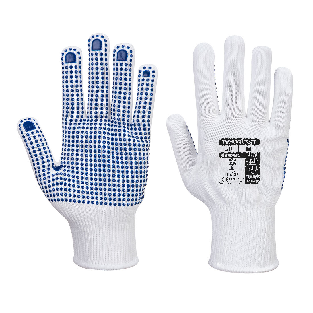 A110 - Nylon Polka dot Handschoen Wit/blauw
