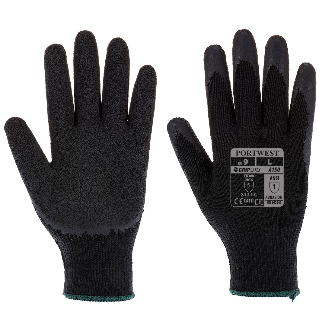 A150 - Classic Latex Griphandschoen Zwart