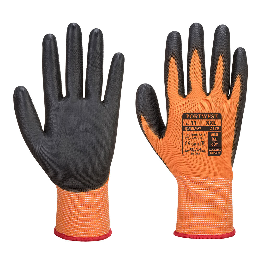 A120 - PU Palm Handschoen Oranje/zwart