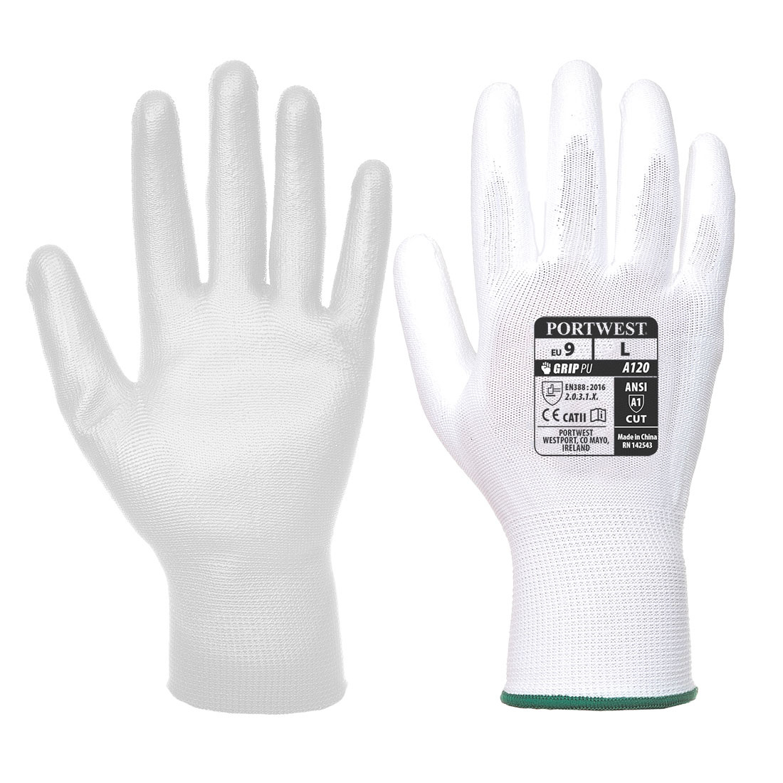 A120 - PU Palm Handschoen Wit