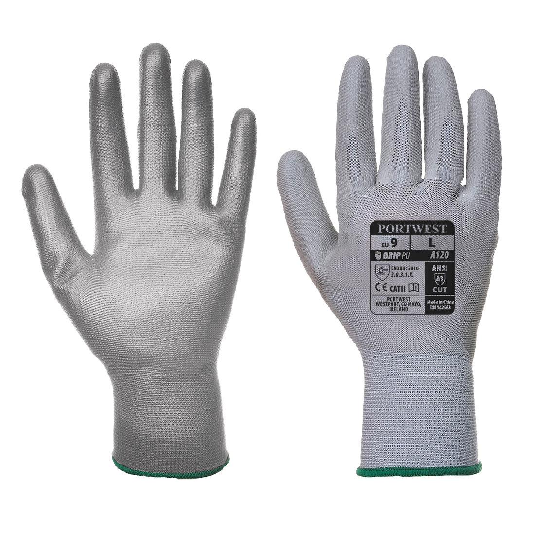 A120 - PU Palm Handschoen Grijs