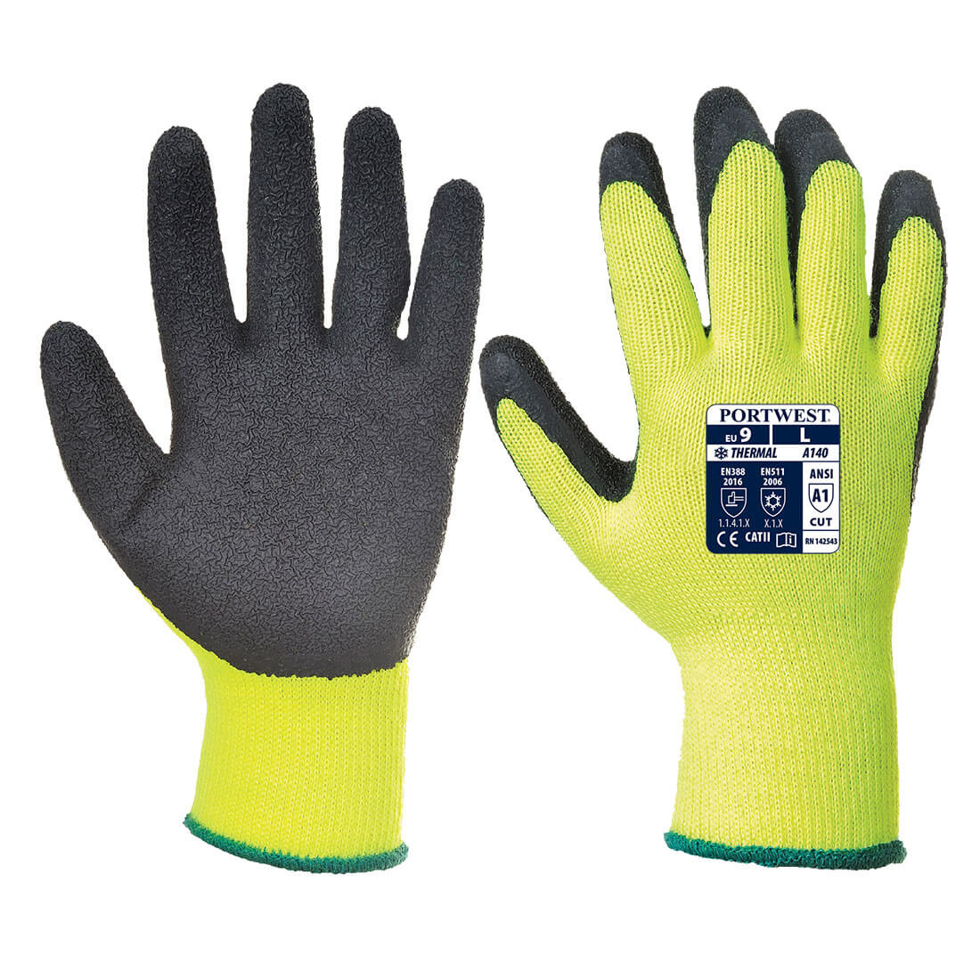 A140 - Thermische Handschoen met Grip Zwart/Geel