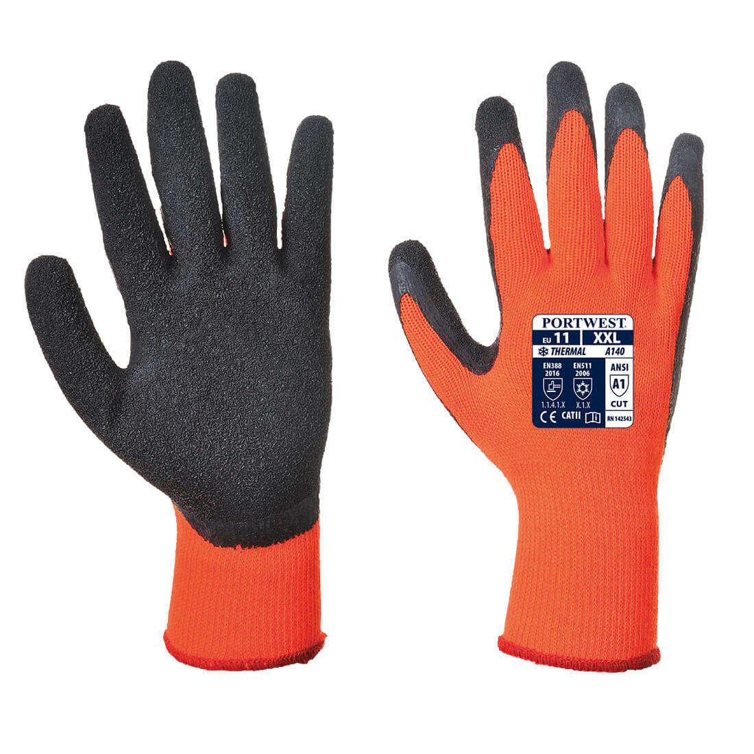 A140 - Thermische Handschoen met Grip Oranje/zwart