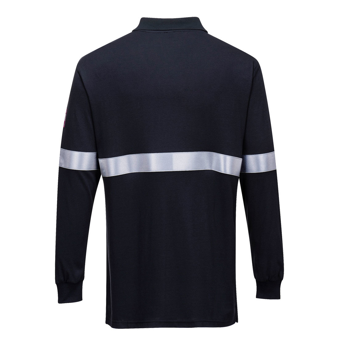FR03 - Vlamvertragende Antistatische lange mouw poloshirt met reflecterende striping