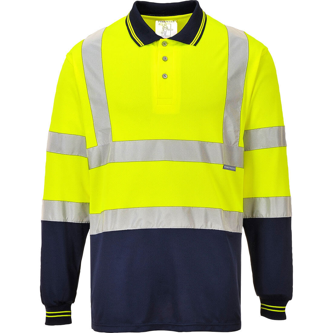 S279 - Tweekleuren Polo met lange mouw