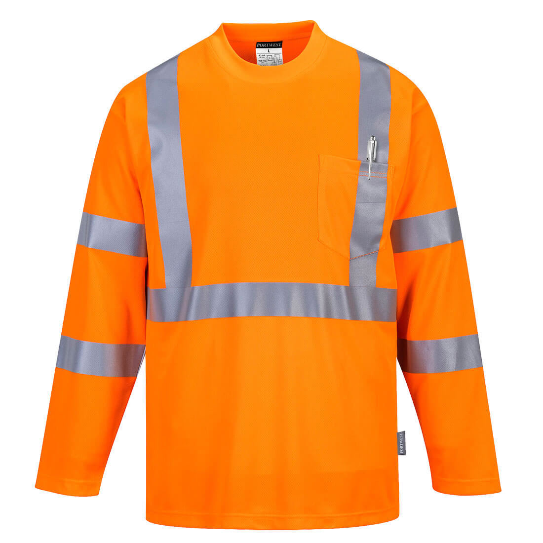 S191 - Hi-Vis T-shirt met lange mouwen en borstzak