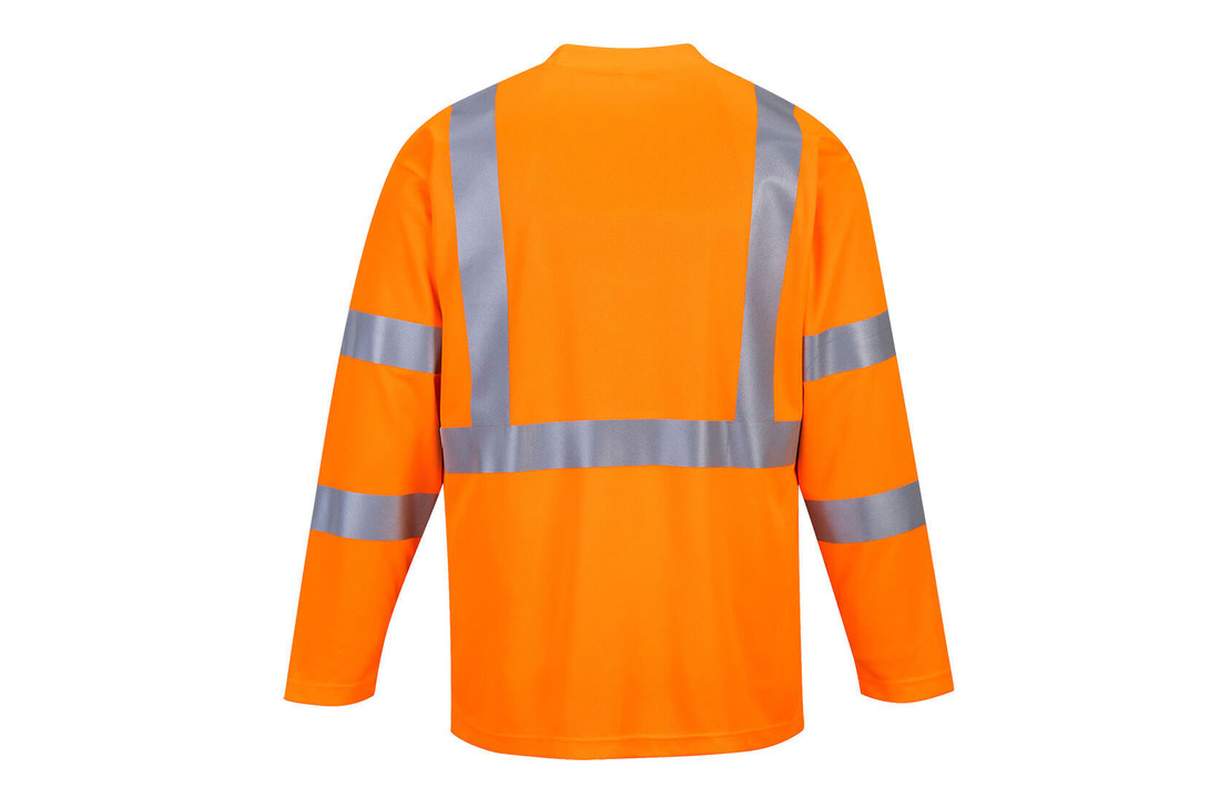 S191 - Hi-Vis T-shirt met lange mouwen en borstzak