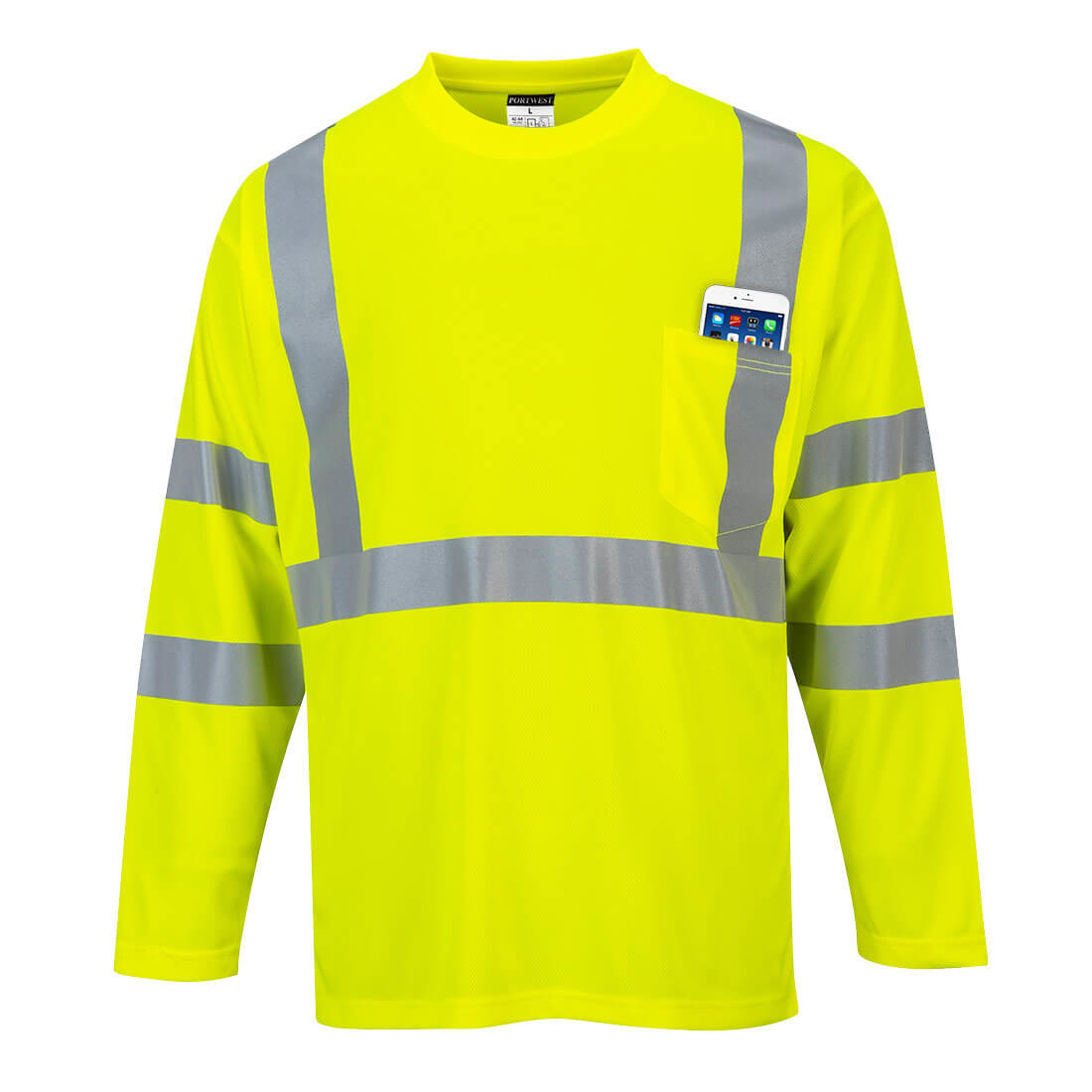 S191 - Hi-Vis T-shirt met lange mouwen en borstzak
