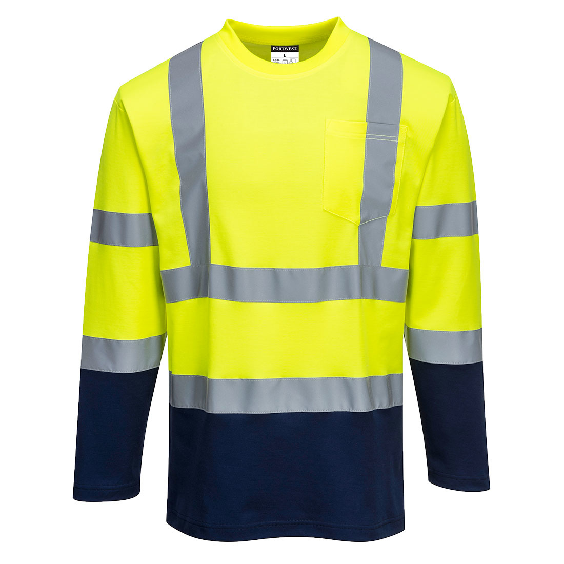 S280 - Tweekleurig, Katoen comfort T-shirt met lange mouwen