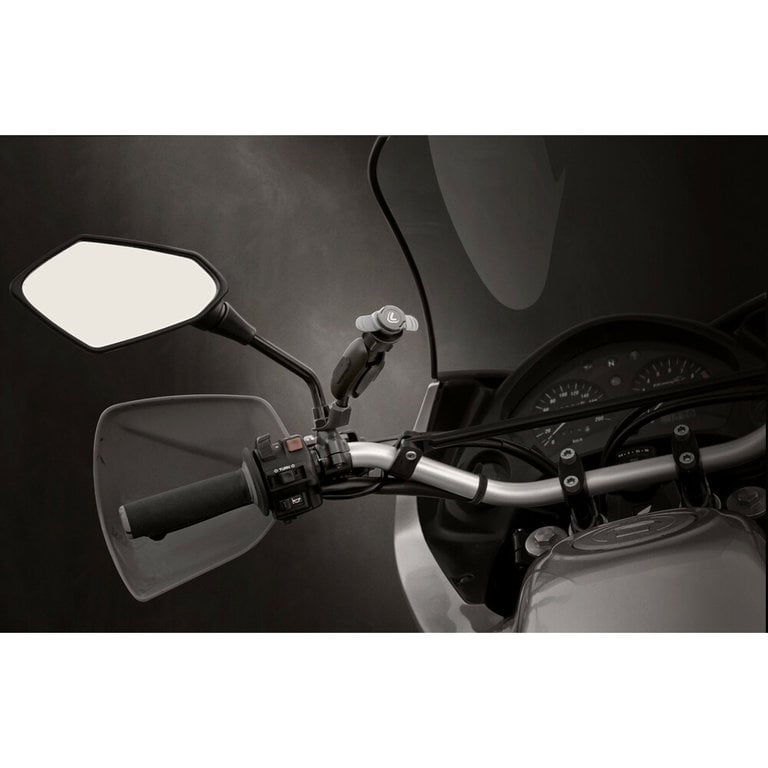 Lampa Lampa Optiline Titan Pole Orbit en Waterdichte Opti Case, spiegel of schroefbevestiging voor motorfietsen. 360° draaibaar voor smartphone.