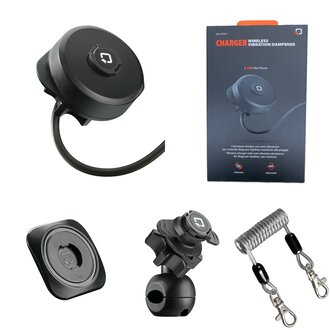 Optiline Optiline Draadloze oplader Motor Scooter met anti-vibratie Set Spiegelbevestiging