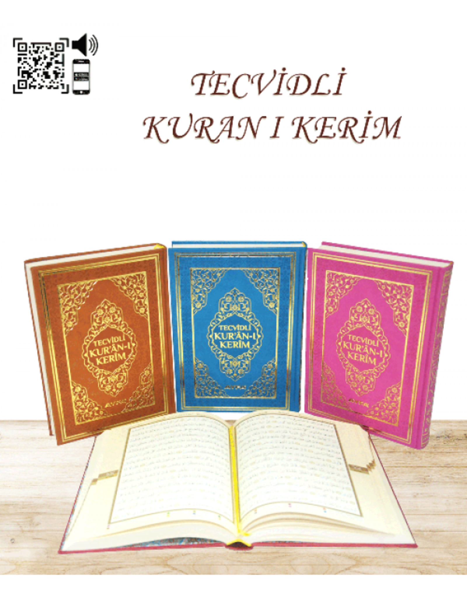 Ayfa Tecvidli Kur'anı Kerim Orta Boy (Mavi-Kirmizi-Siyah-Lacivert-Pembe-Yesil ve Kahverengi Renk)