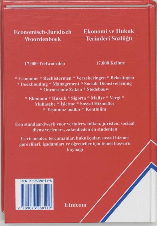 Küçük Boy Hukuki/İktisadi Sözlük Economisch - Juridisch Woordenboek Turks - Nederlands