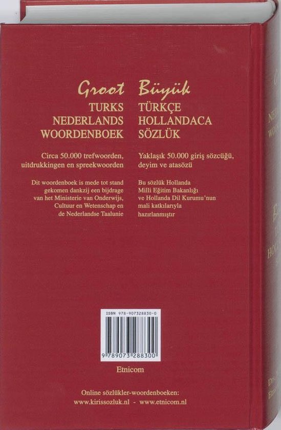 Sözlük Büyük Boy Groot Turks - Nederlands Woordenboek