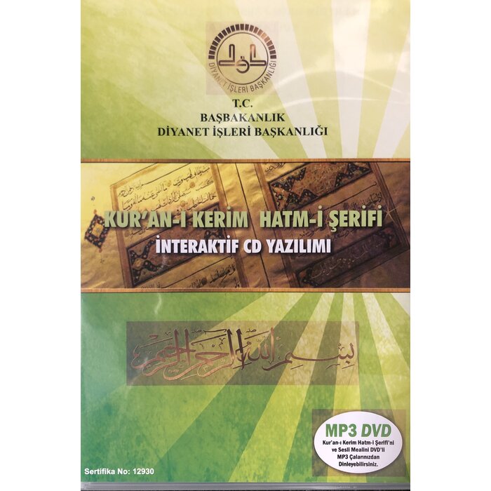 Diyanet İşleri Başkanlığı Yayınları Kur'anı Kerim Hatmi Şerif İnteraktif CD Yazılım
