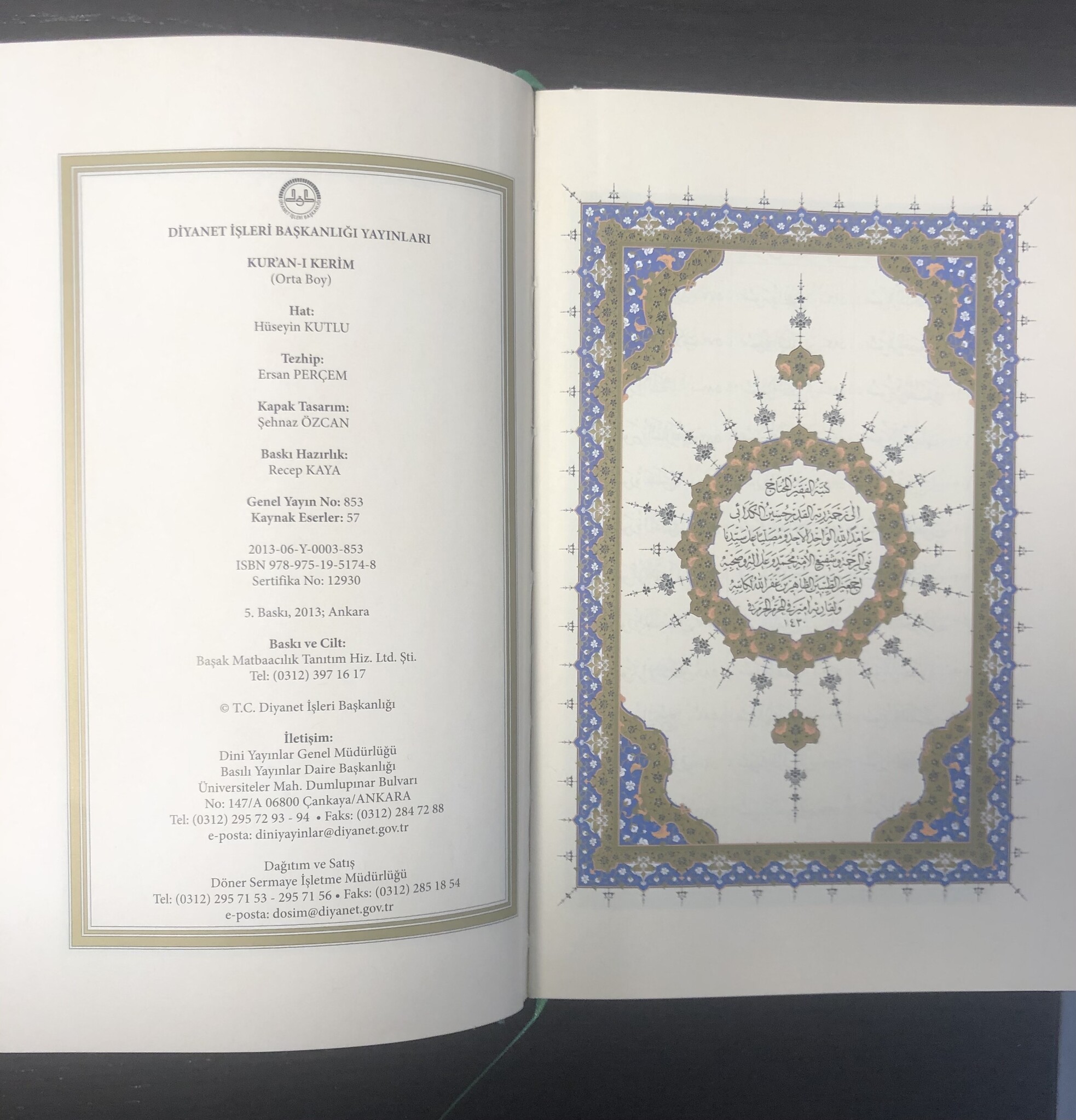 Kur'anı Kerim  Orta   Boy Hüseyin Kutlu Hattı