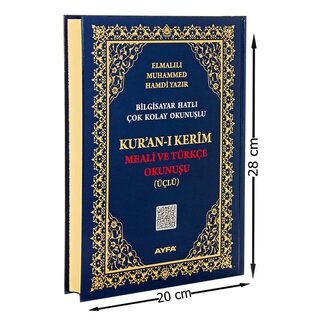 Ayfa Kuranı Kerim Meali ve Türkçe Okunuşu  Rahle boy-Üçlü
