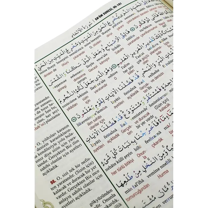 Kuranı Kerim 7 Özellikli Arapça Satır Arası Türkçe Okunuş Kelime Anlamı Meal Tecvidli Rahle Boy