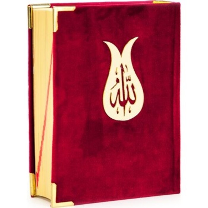 Hayrat Kur'anı Kerim Orta Boy Kadife Degisik Nakışlı Altın Yaldızlı