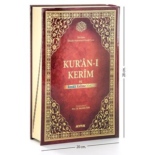 Ayfa Kur'an-ı Kerim ve Renkli Kirik Kelime Meali Rahle Boy