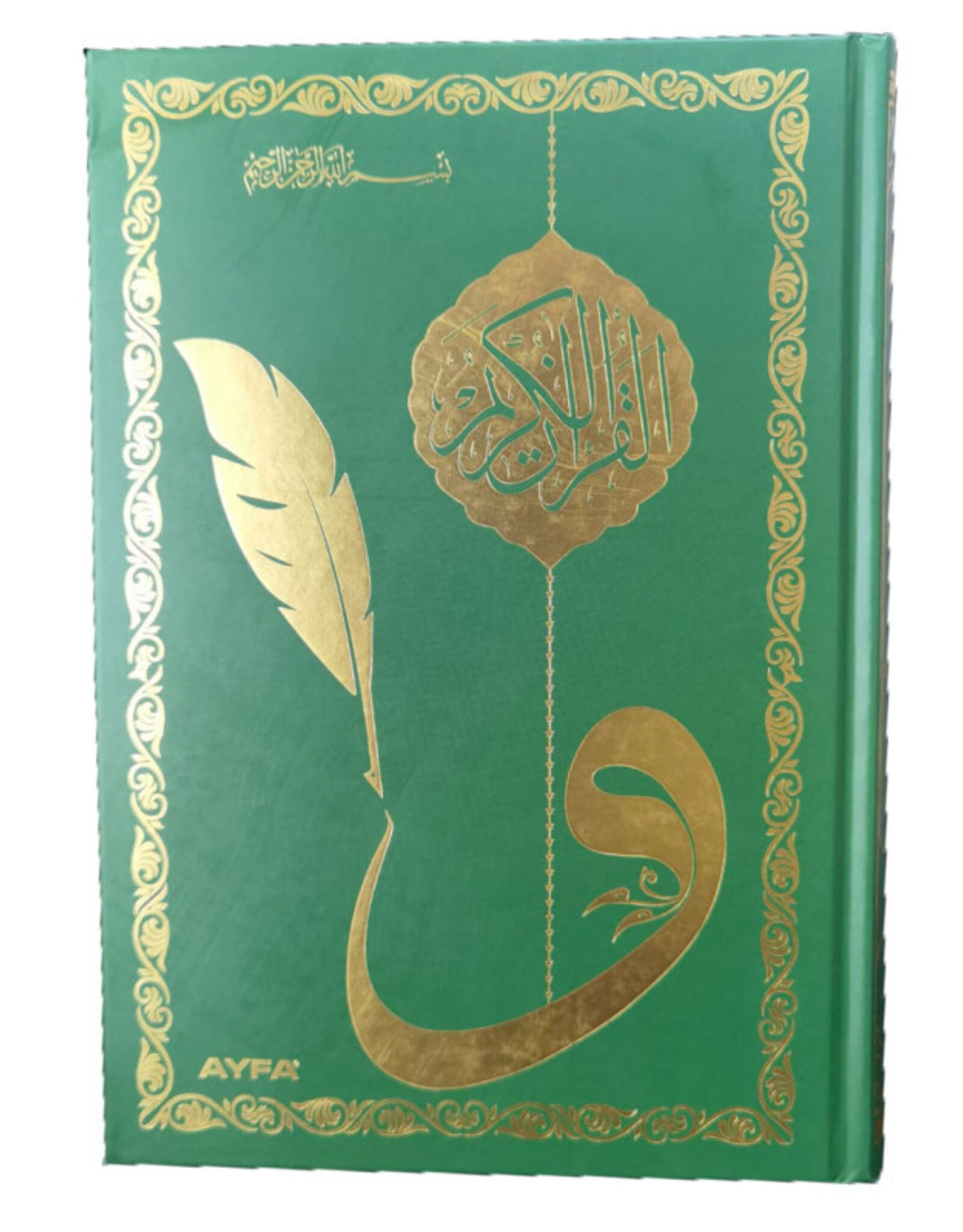 Ayfa Golgeli Orta Boy Kuran-i Kerim Yesil-Siyah-Pembe ve Beyaz Renk