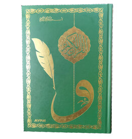 Ayfa Golgeli Orta Boy Kuran-i Kerim Yesil-Siyah-Pembe ve Beyaz Renk