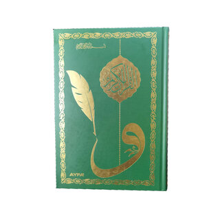 Ayfa Golgeli Orta Boy Kuran-i Kerim Yesil-Siyah-Pembe ve Beyaz Renk
