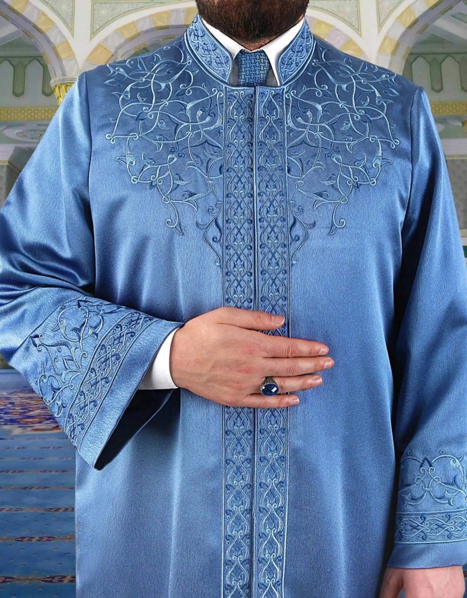 Ikranur Luks Mavera İmam Cübbesi- İndigo