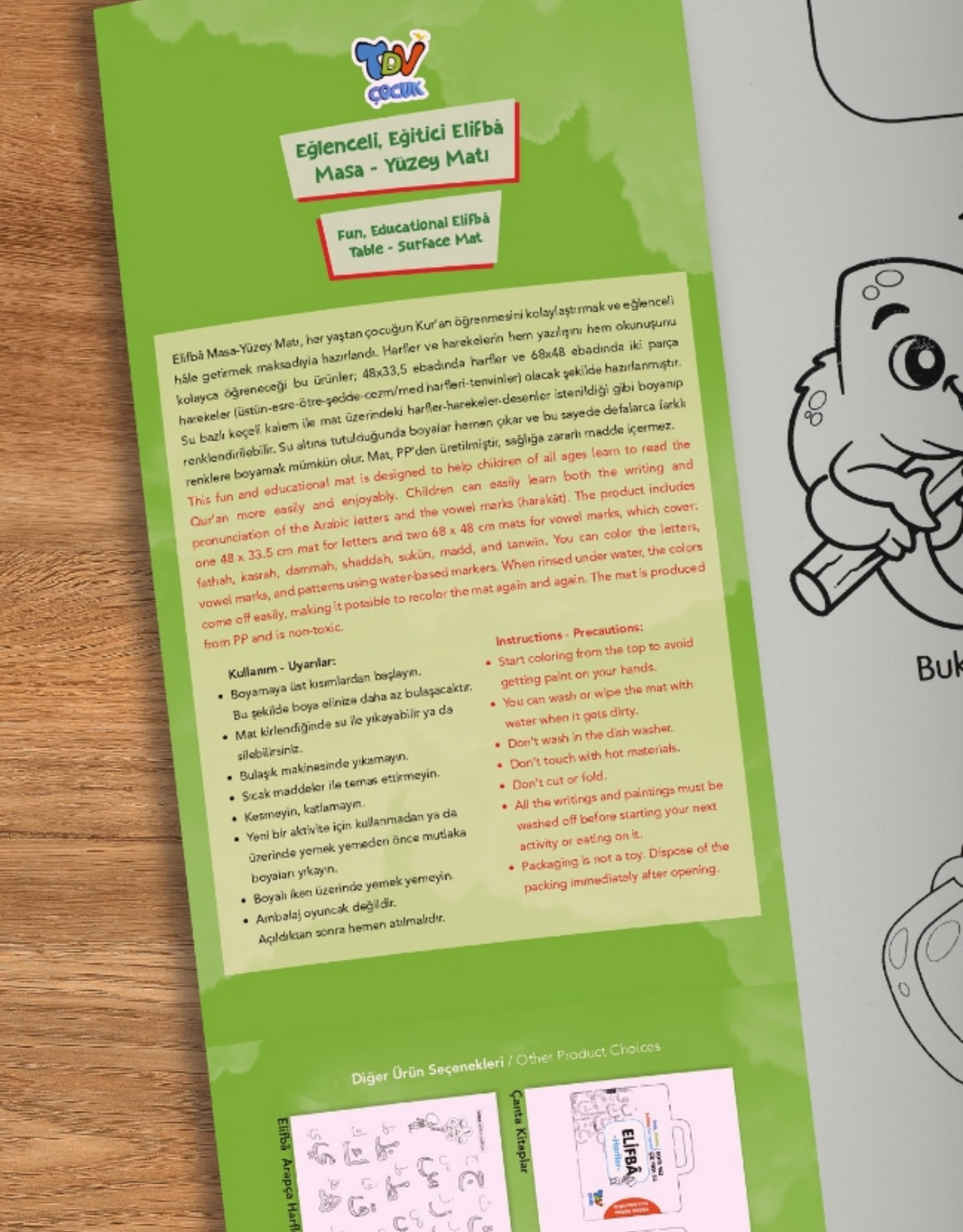 Yıkanabilir Elifba Med Harfleri Tenvin 48*68