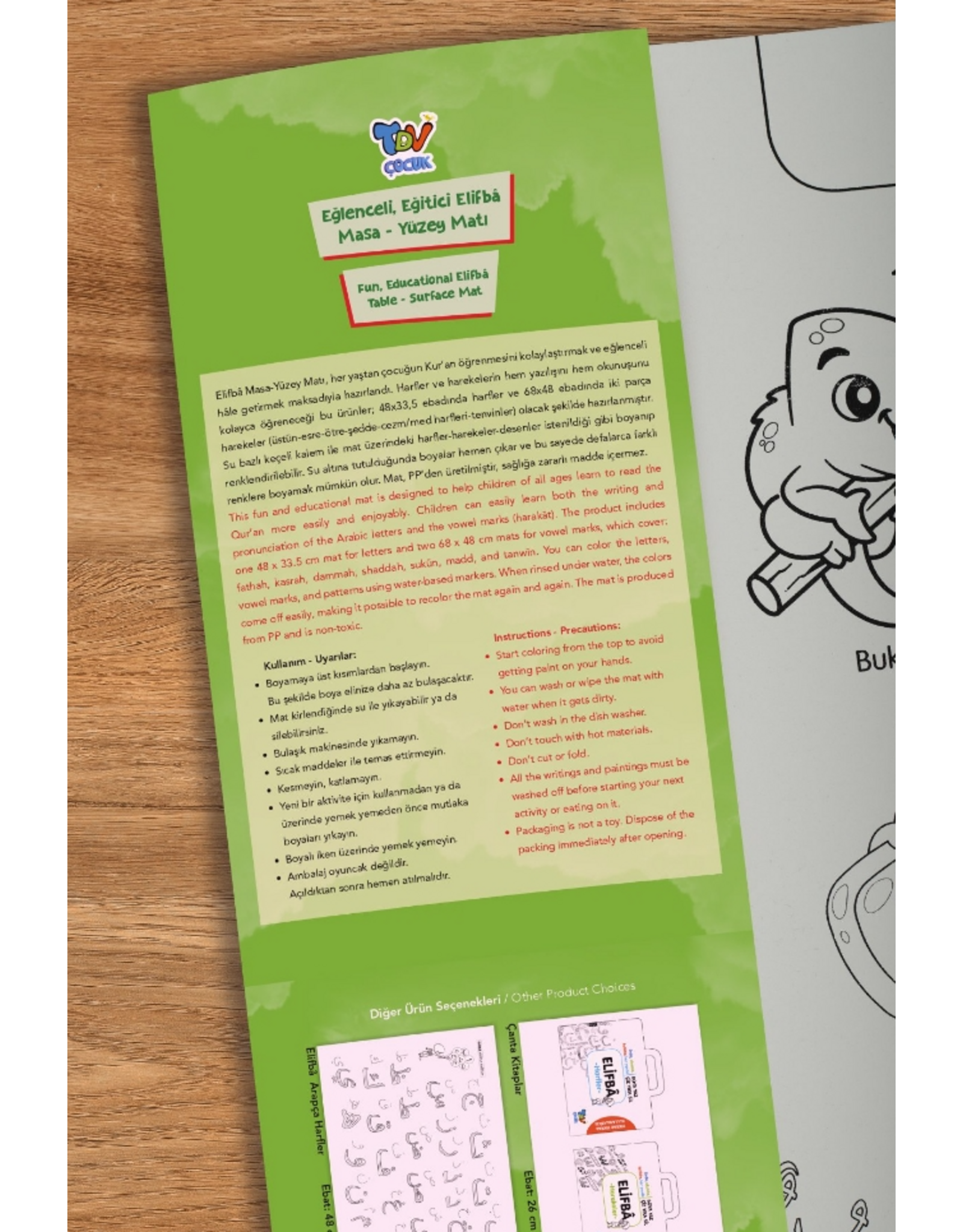 Yıkanabilir Elifba Med Harfleri Tenvin 48*68