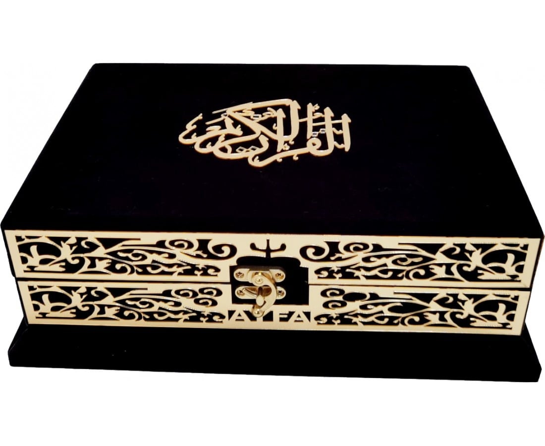 Plaketli Kadife Bayrakli Kuràn-i Kerim Siyah