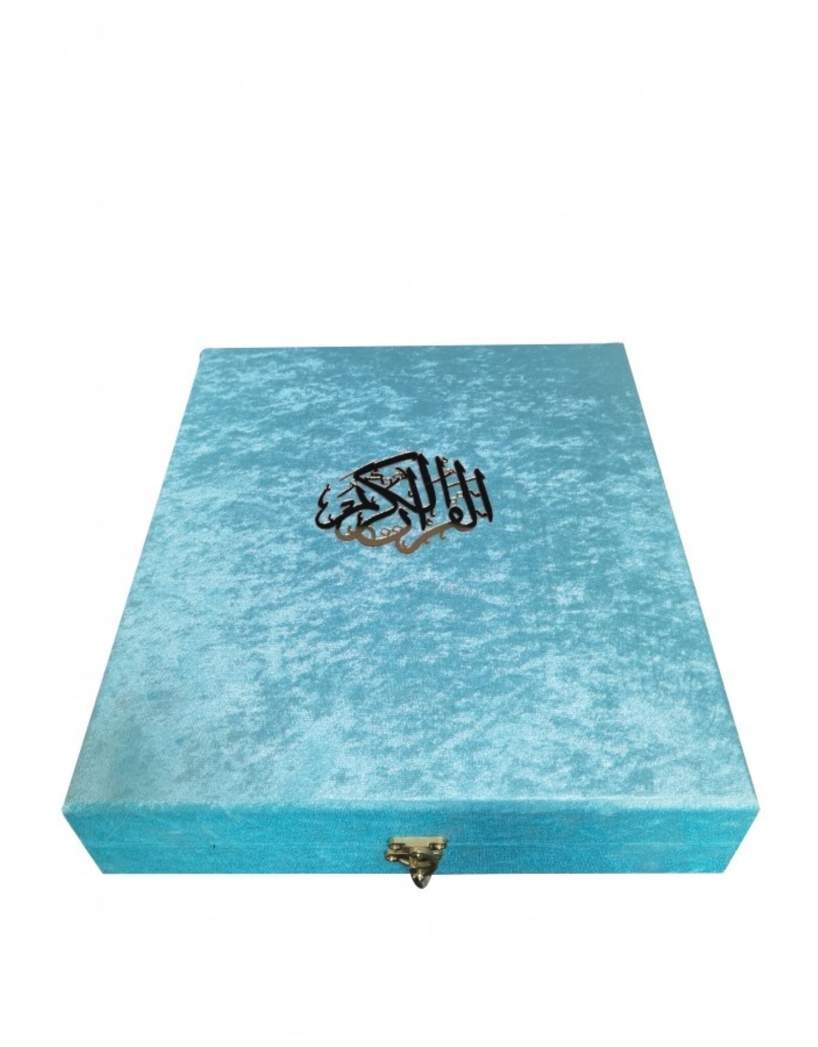 Plaketli Kadife Bayrakli Kuràn-i Kerim Turkuaz Mavisi