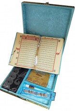 Plaketli Kadife Bayrakli Kuràn-i Kerim Turkuaz Mavisi