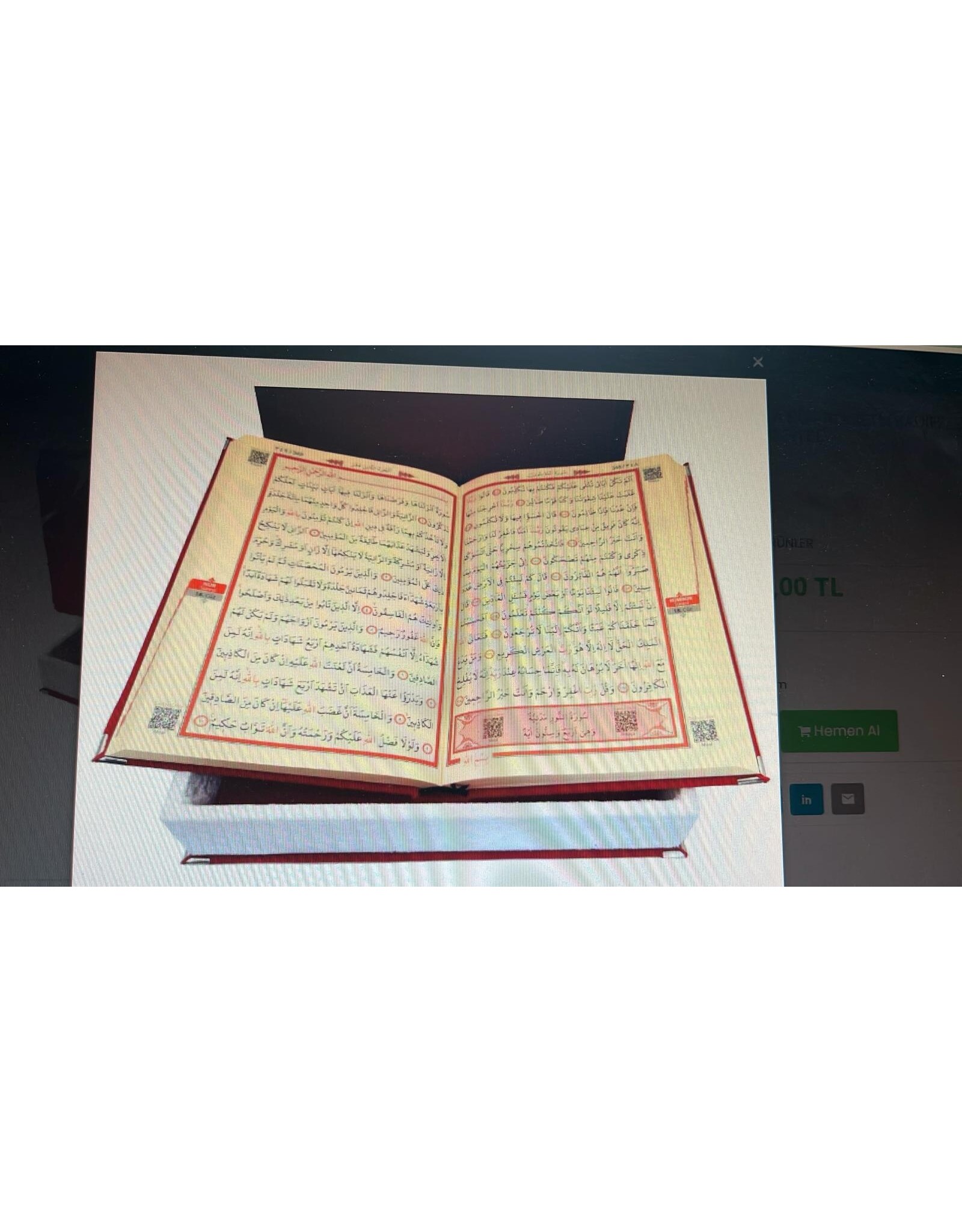 Plaketli Kadife Bayrakli Kuràn-i Kerim Kirmizi