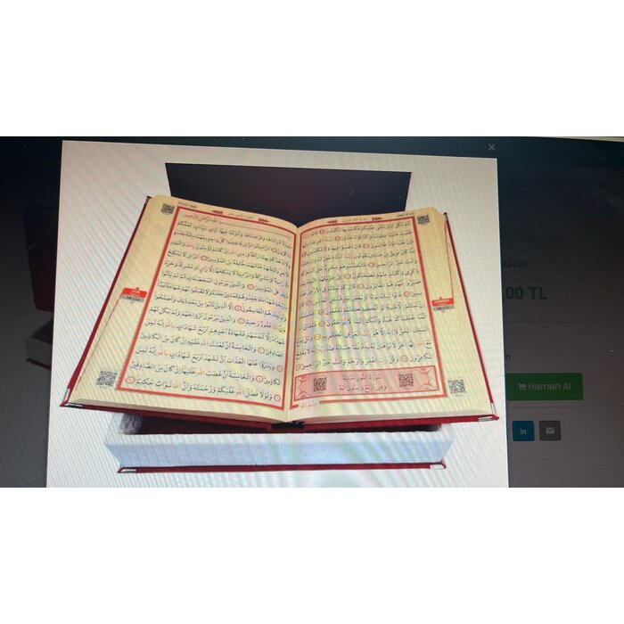 Bayrakli Plaketli Kadife Bayrakli Kuràn-i Kerim Kirmizi