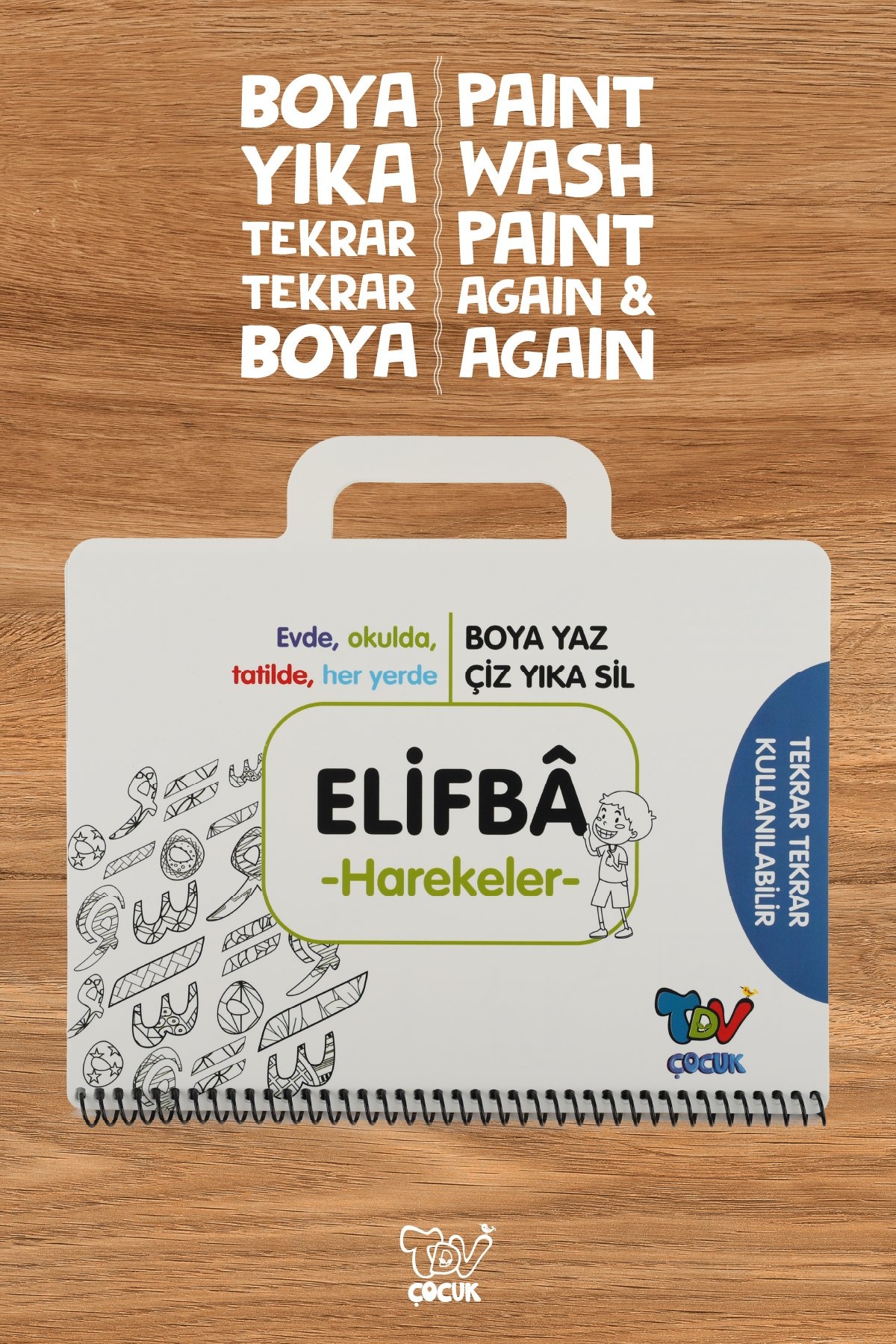 Yıkanabilir Elifba Harekeler Çanta Kitap